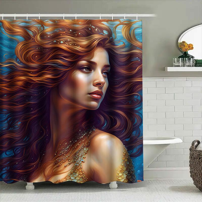 Enchanting Underwater Mermaid Shower Curtain Soft Fabric Decorative Waterproof Bathtub Liner For Bathroom Accessories Multiple S
