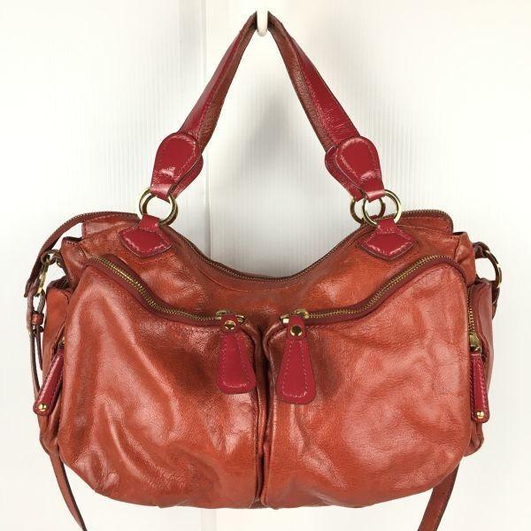 

SAZABY Leather 2Way Hand Shoulder Bag Red Multiple Pockets(USED)