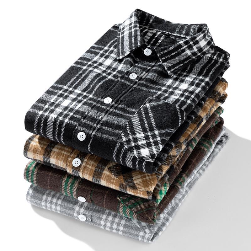 Men's Plus Size Loose Plaid Shirt Jacket - Cool, Thick, Long Sleeve for Spring & Autumn