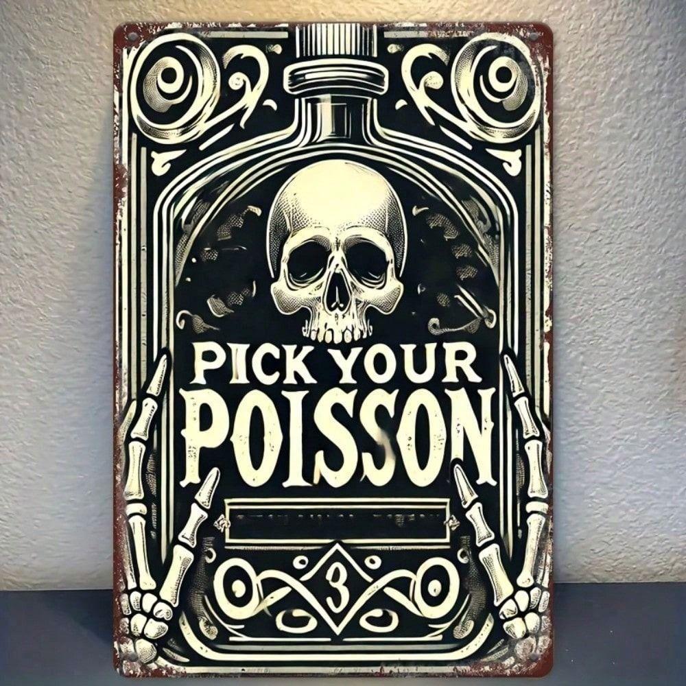 Vintage Metal Poster Pick Your Poison Wall Decor for Bar