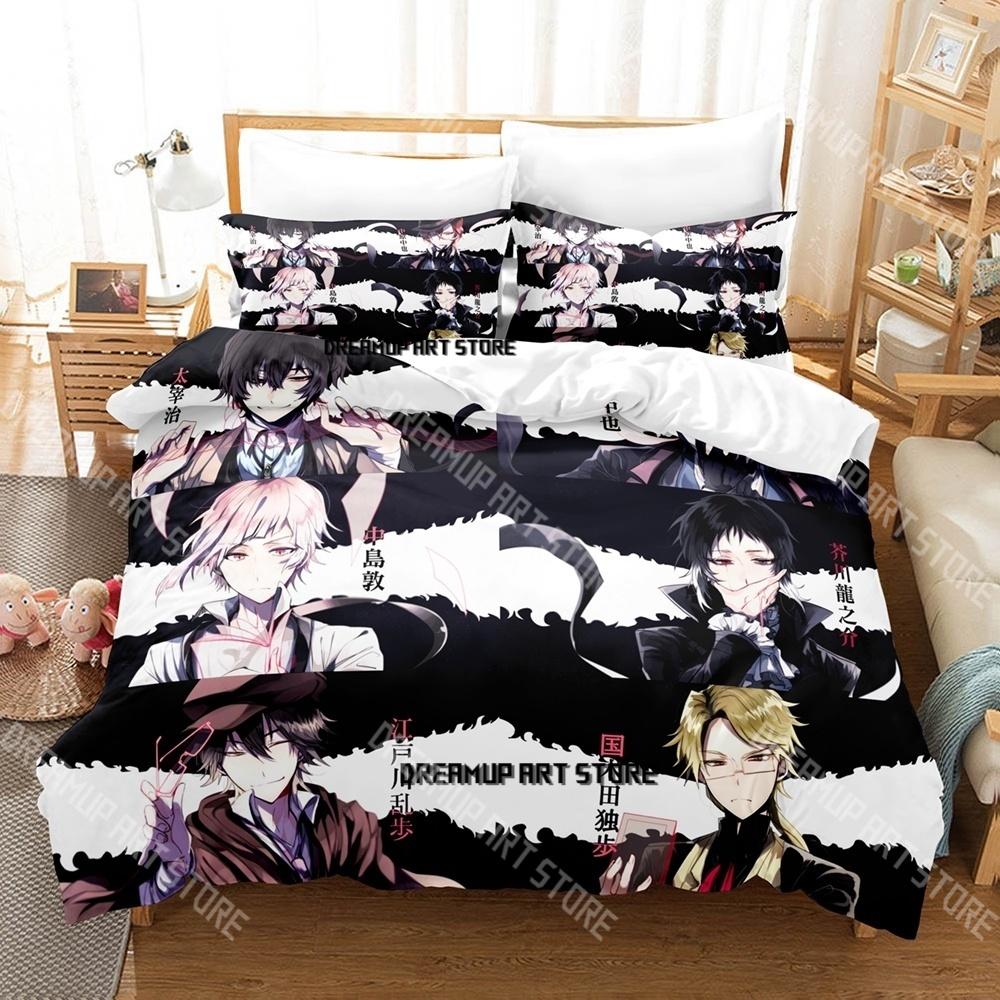 Modisches Bungo Stray Dogs Anime Bettwäsche-Set Einzelbett Twin Full Queen King Size Bettwäsche-Set Kinderzimmer Bettbezug-Sets Bettlaken-Set