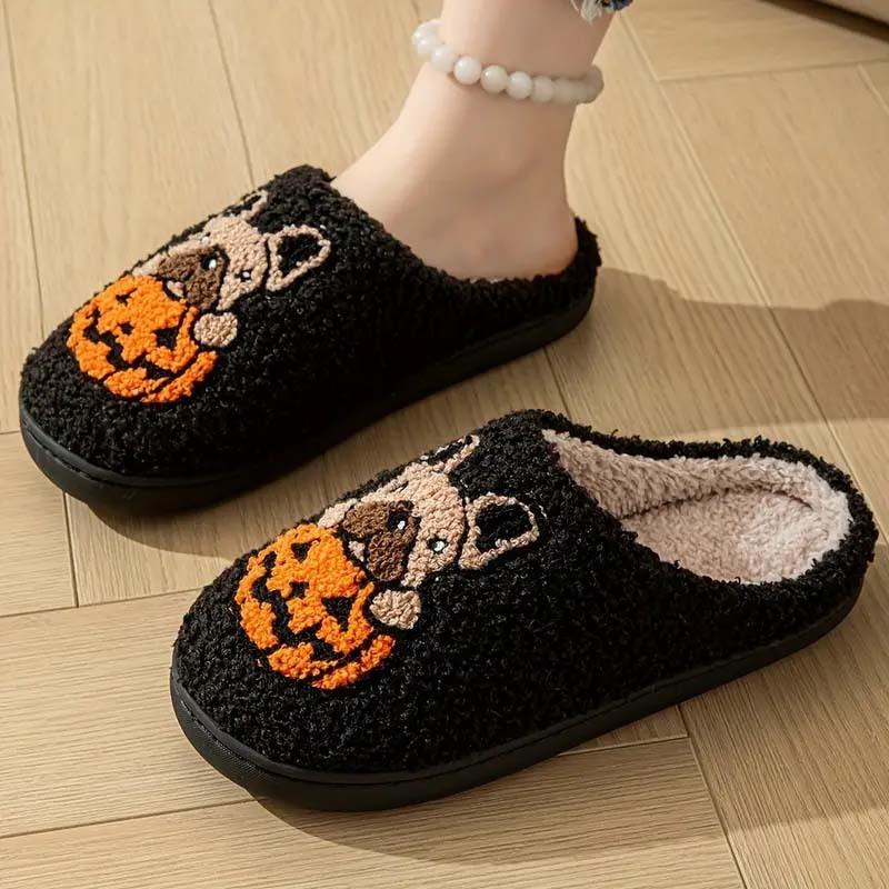 Women Warm Winter Shoes Non-slip Cute Dog Slippers