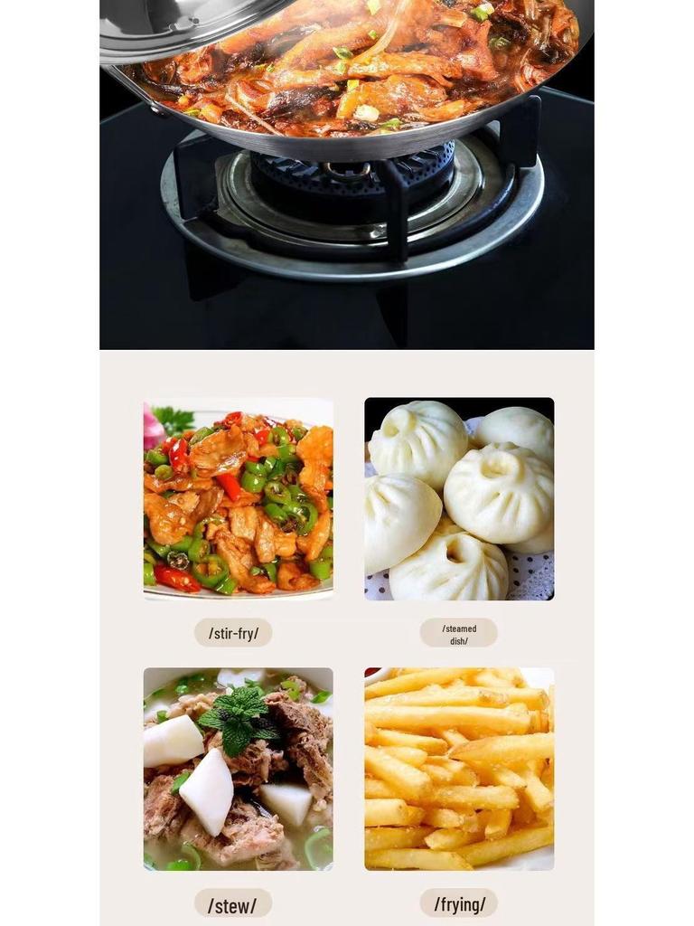 Pogrubiony Wok ze Stali Nierdzewnej Odporny na Rdzę, Niepowlekany, Komercyjny, Okrągłe Dno