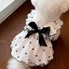 Heart Print Pet Dress With Bow, Breathable Cotton Dog Cat Clothes, Adjustable Pet Outfit With D-Ring