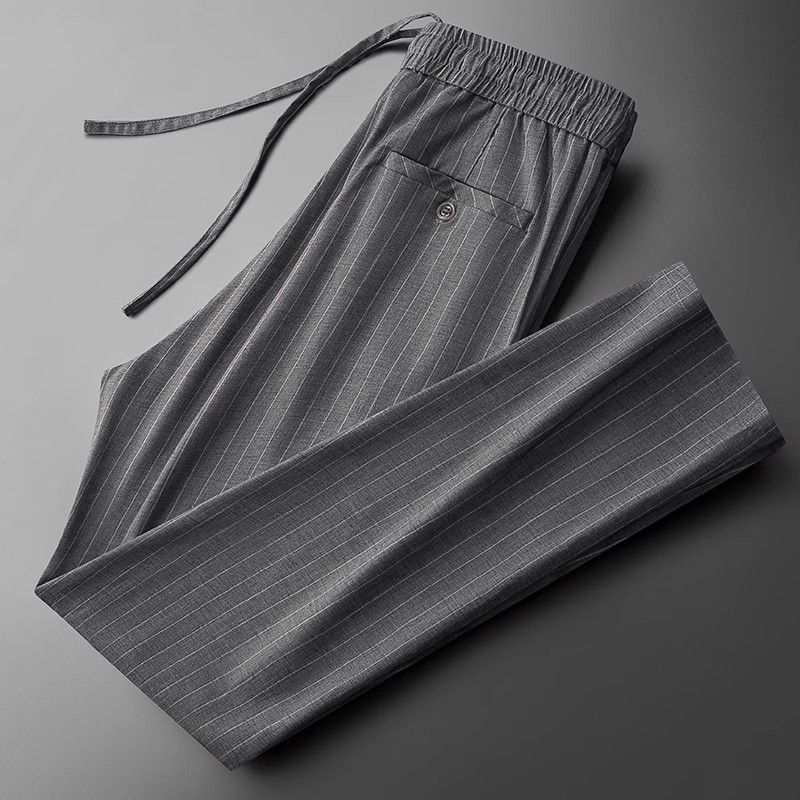 

Летние тонкие вертикальные полосатые спортивные брюки Прямые брюки Мужские повседневные брюки на шнурке Повседневные универсальные брюки XL