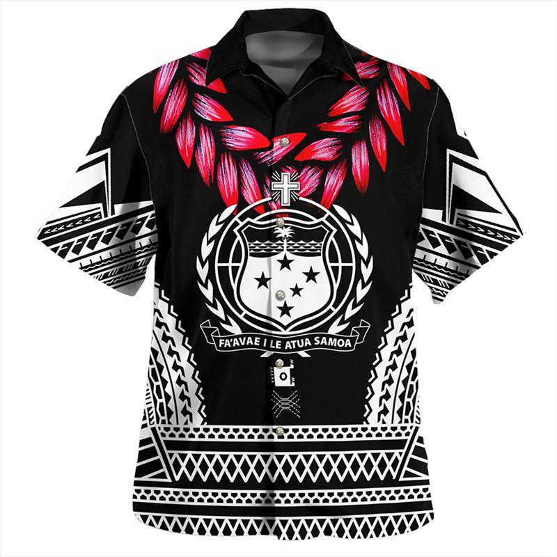 Samoa Polynesische Hawaiian Hemden Für Männer Design Kurzarm Revers Bluse Tops Damen Sommer Lässig