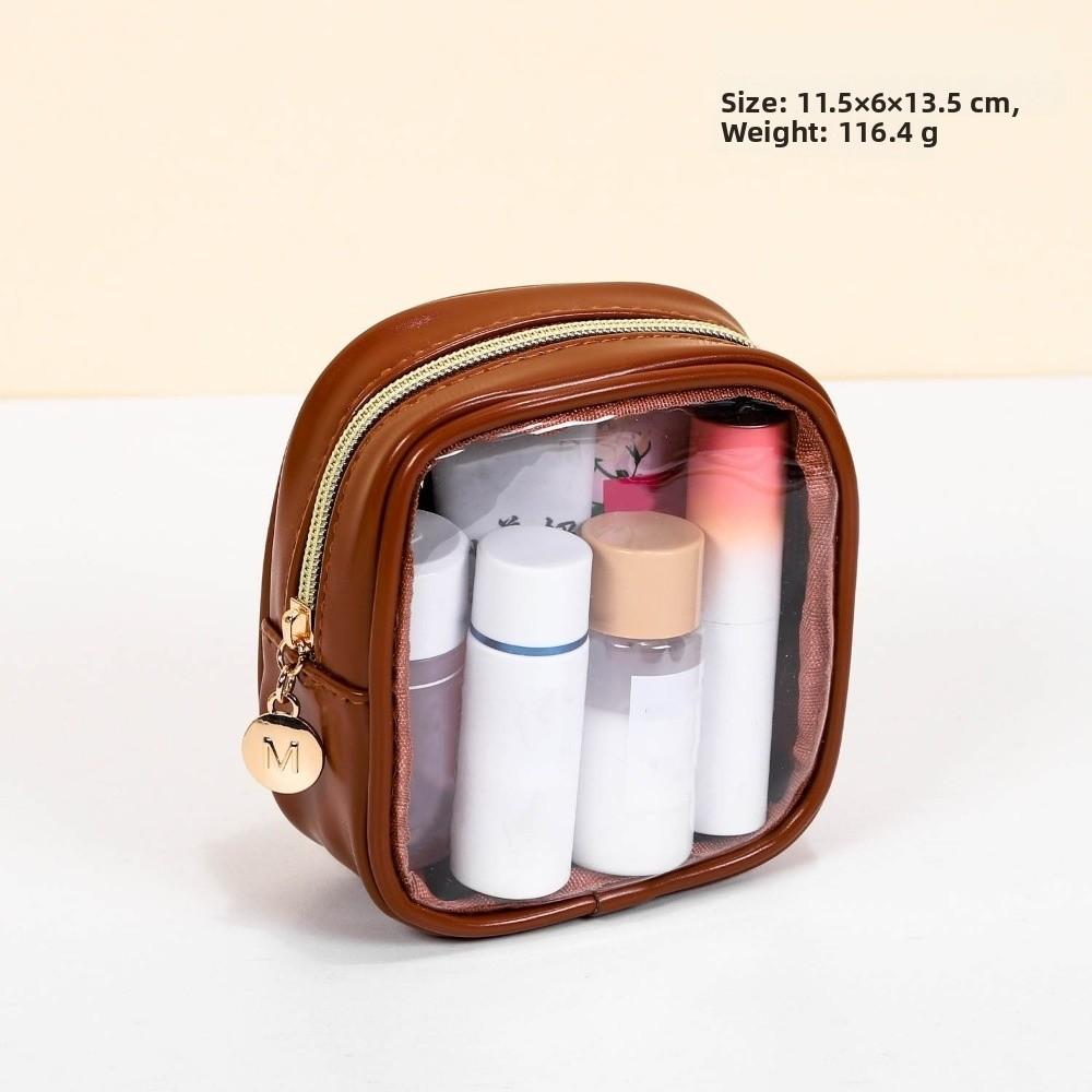 Large Capacity Storage Toiletry Bag PU PVC Clear Window Cosmetic Bag Multifunctional Waterproof Makeup Storage Bag