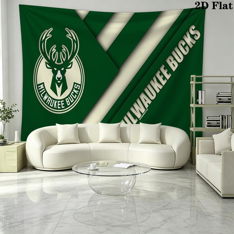 Milwaukee Bucks Logo Wall Tapestry Aesthetic Wall Hanging Printed Fabric Blanket Decorative Tapestries for Bedroom Living Room Home Decor