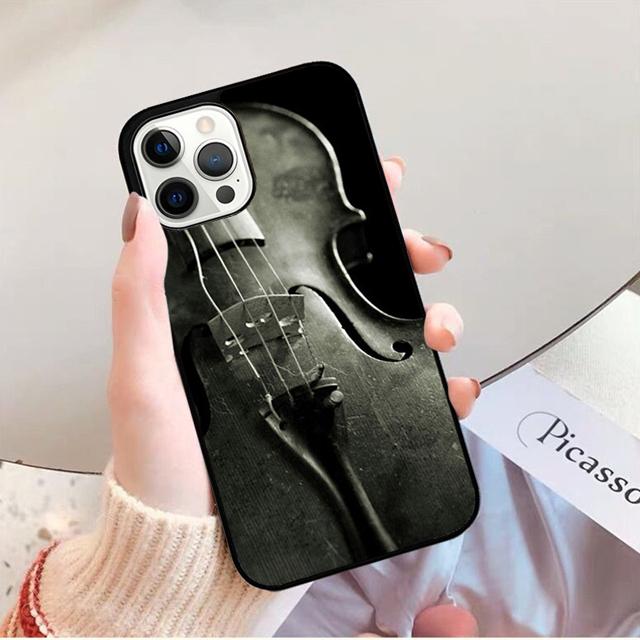 Black And White Violin Cello Phone Case Back Cover for iPhone 17 Air 16 15 14 13 11 12 Pro Max PlusS Shell Coque