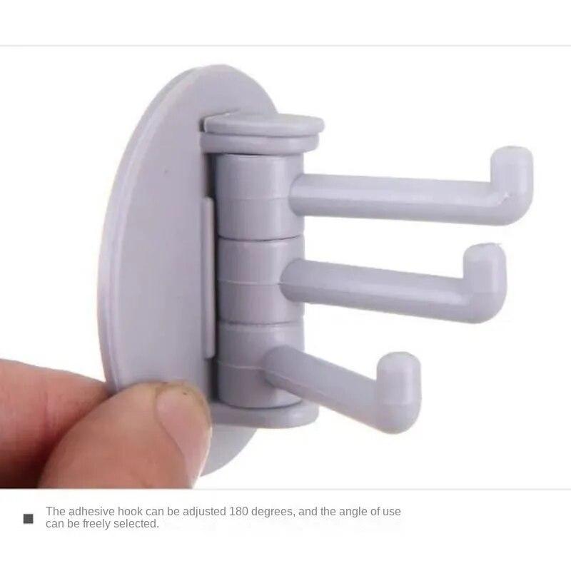 Rotating traceless hook, wall self-adhesive, strong, non punching, kitchen, bathroom storage rack, multifunctional towel rack