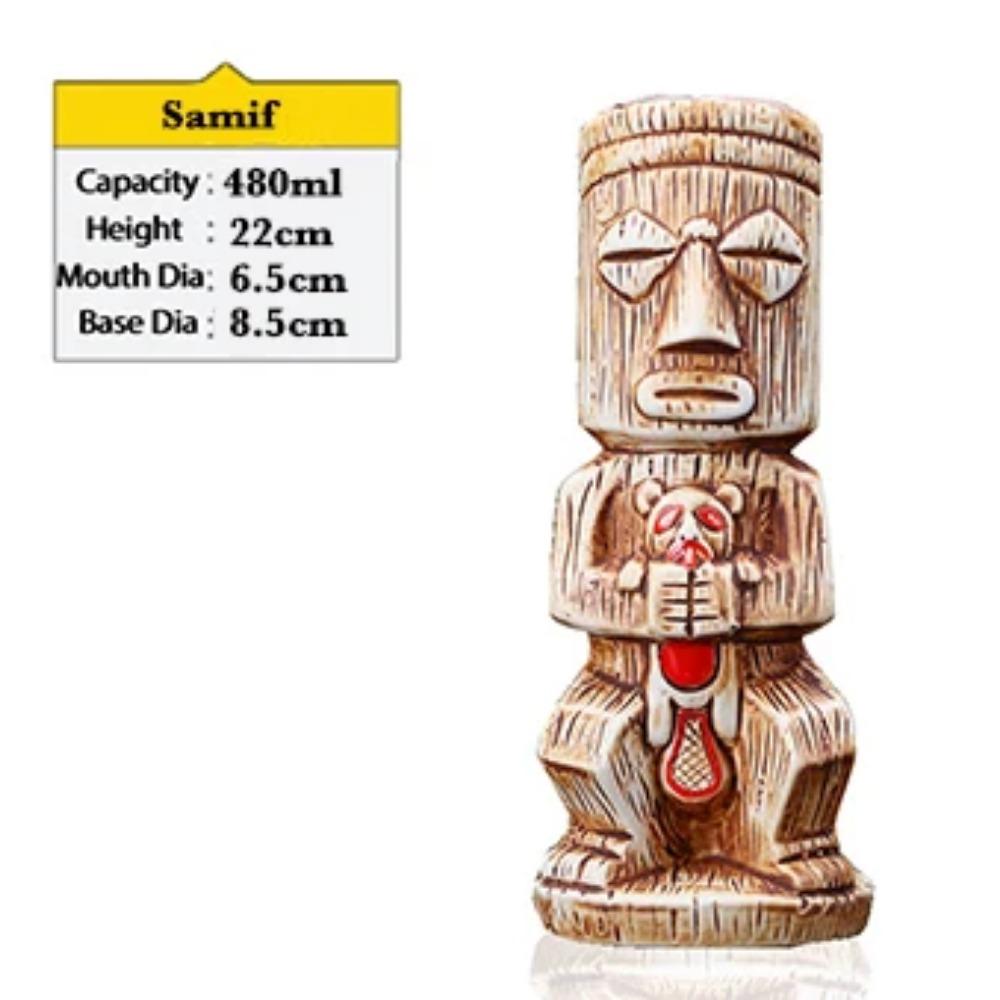 Tiki hrnky Keramické havajské hrnky na párty Luau Nádobí na pití, roztomilé skleničky na exotické koktejly, Tiki bar