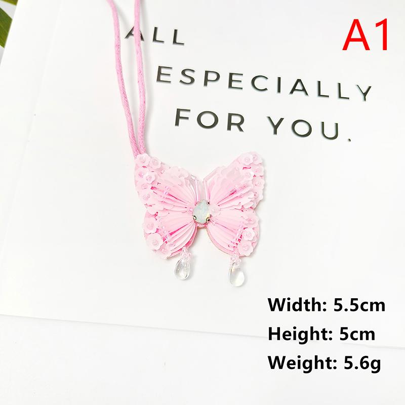 3D Handmade Rhinestone Beaded Butterfly Craft Rhinestone Keychain Pendant Applique Tassel Bag Pendant For Clothes Handbags Hats