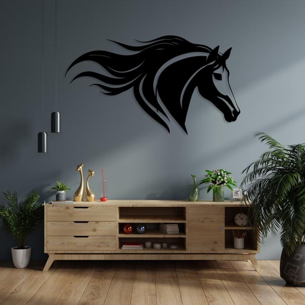 Black Metal Horse Head Wall Art Farmhouse Home Decor