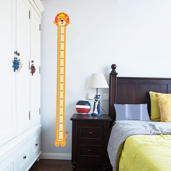 Animal Baby Growth Chart Decal Self-Adhesive Children Bedroom Play Room Nursery Boys Girls Height Measurement Ruler Wall Sticker