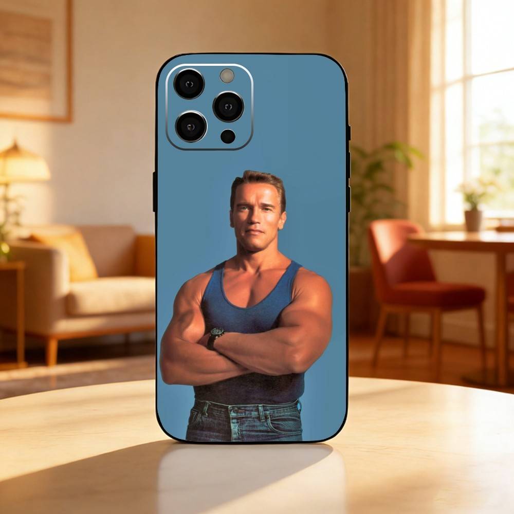 A-Arnold S-Schwarzenegger Phone Case For iPhone17,16,15,14,13,12 Plus,Max Soft Silicone Black Cover