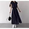 Summer New Shirt Dress Women's High-end Sense Loose Sleeveless Fashion Versatile Lazy Style Long Dress