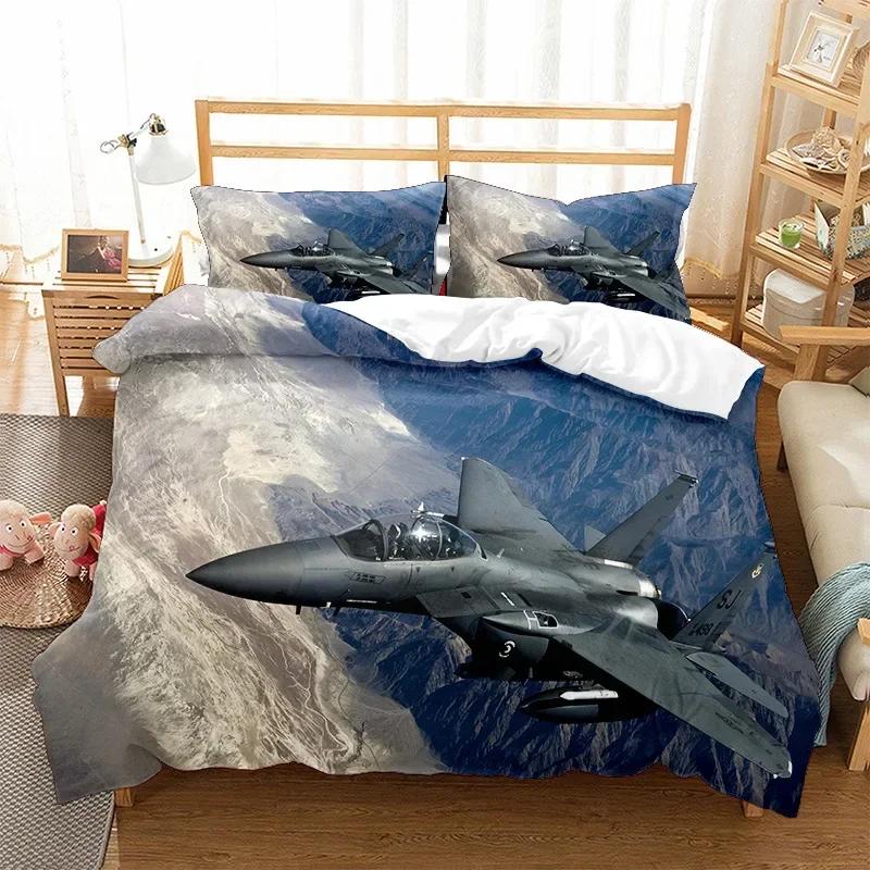 Airplane Fighter Flying Fighter Jet Comfortable Duvet Cover Pillowcase Bedding Set Children Bedroom Decoration Home Textile