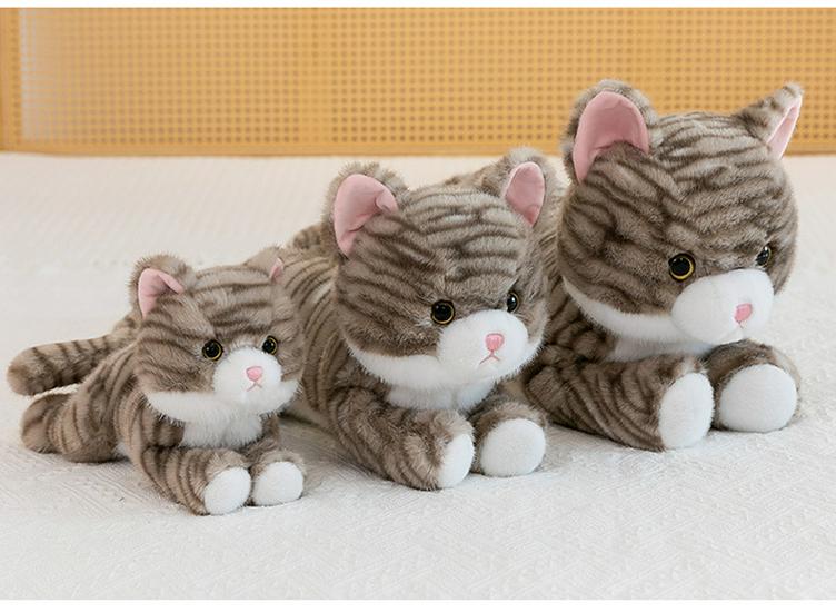 Large Cute & Realistic Sitting Kitten Plush Toy - Well-Behaved Cat Figurine for Birthdays