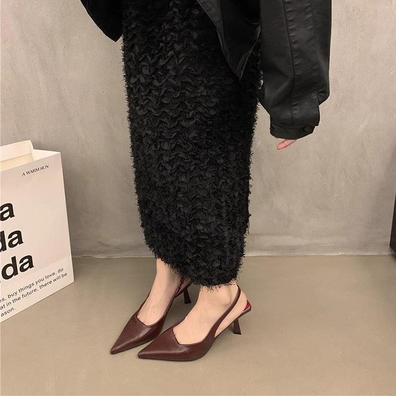 Fashion Hot Selling Women's Summer New Sexy Pointed Toe Simple Solid Color High Heels Leather Outdoor Casual Party Dress Women's Sandals