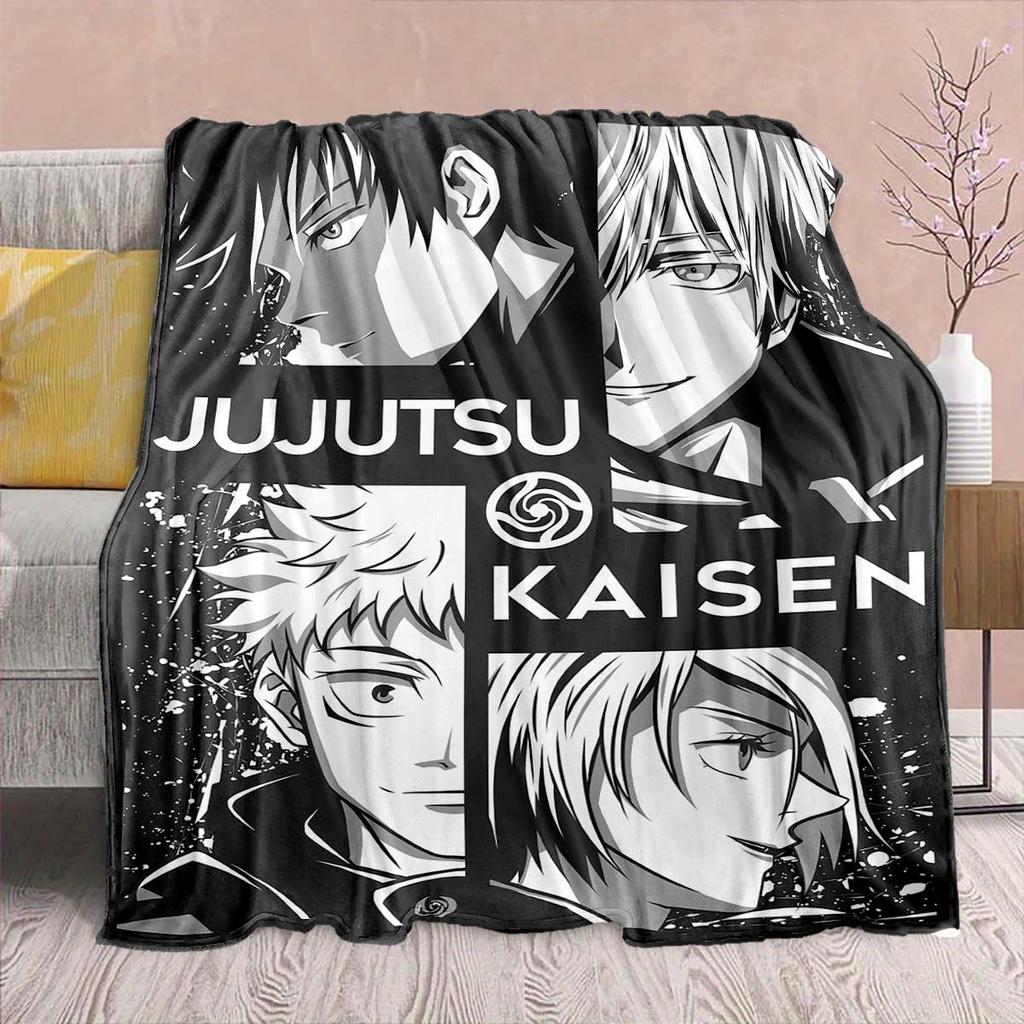 Jujutsu Kaisen Anime Flannel Blanket - Soft Warm Perfect for Sofa, Bedding Camping Travel Office Home Decor -QJY