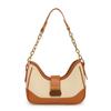 Women's Color Block Chain Underarm Bag - Fashionable Patchwork Shoulder and Crossbody Handbag