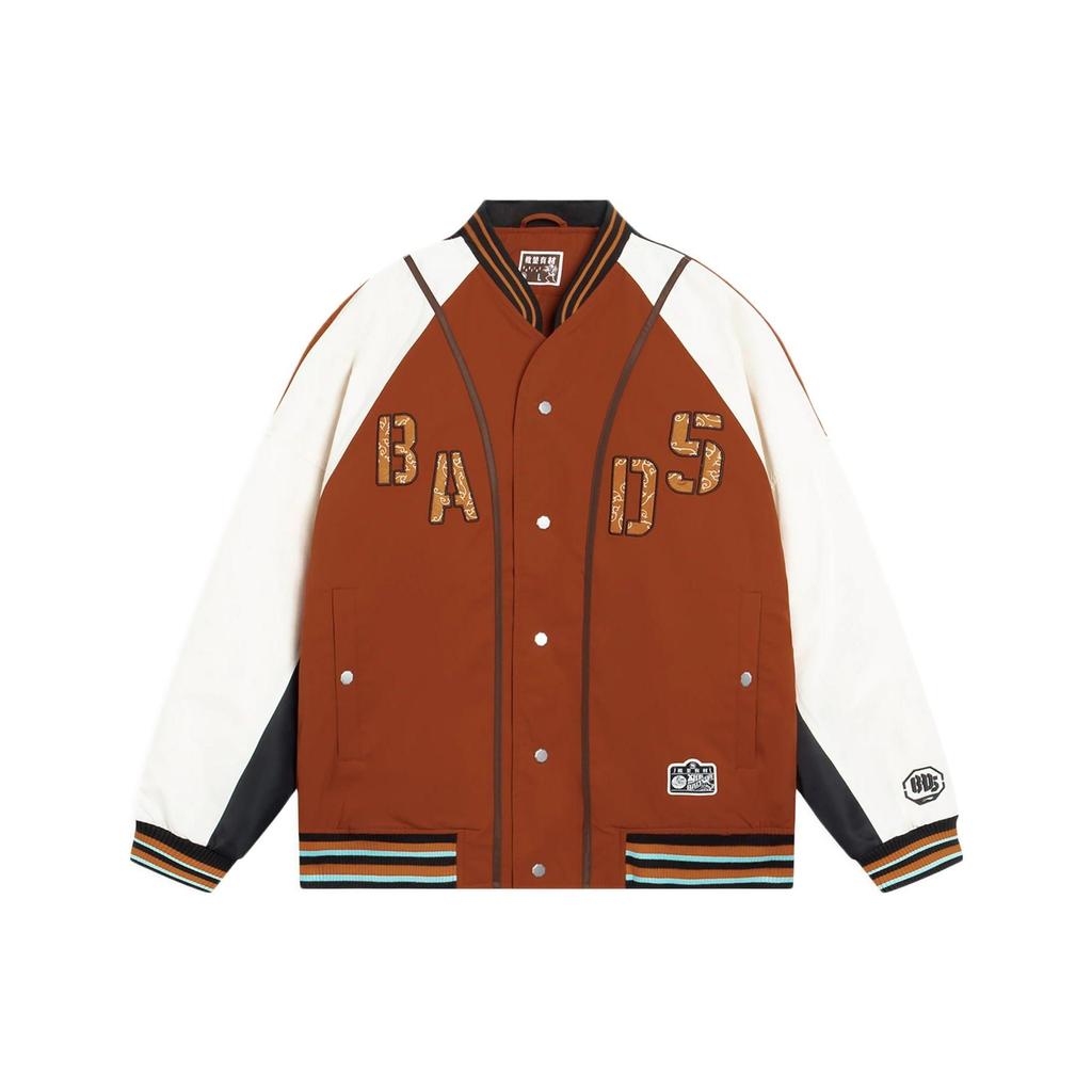 Li Ning Badfive Spliced Letter Embroidery Long Sleeve Jacket Men Jacket Tea-Red AJMS139-1