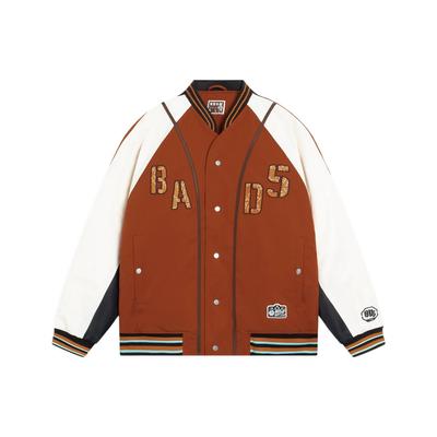 Li Ning Badfive Spliced Letter Embroidery Long Sleeve Jacket Men Jacket Tea-Red AJMS139-1