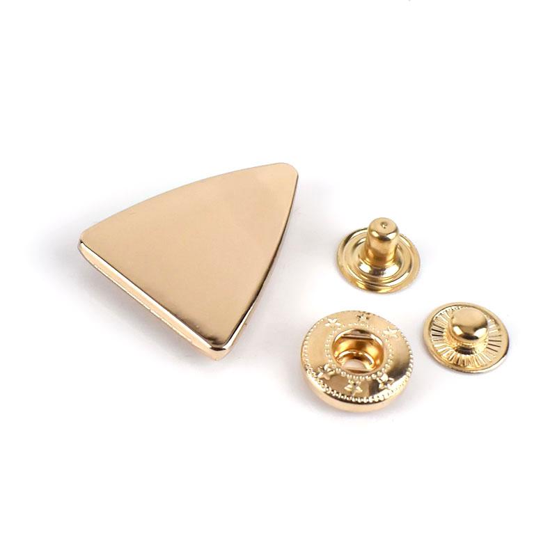 10 20Set Triangle Metal Snap Buttons 21x13mm Fastener Press Stud Button Decorative Clasp Down
