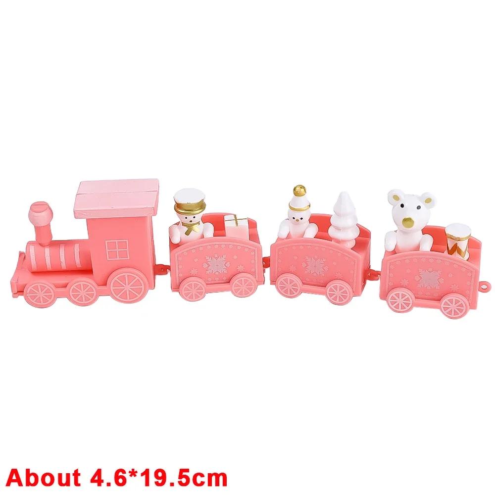 Wooden Christmas Train Ornament Plastic Mini Christmas Train Toys Festival Party Decoration Xmas Table Ornaments New Year Gifts