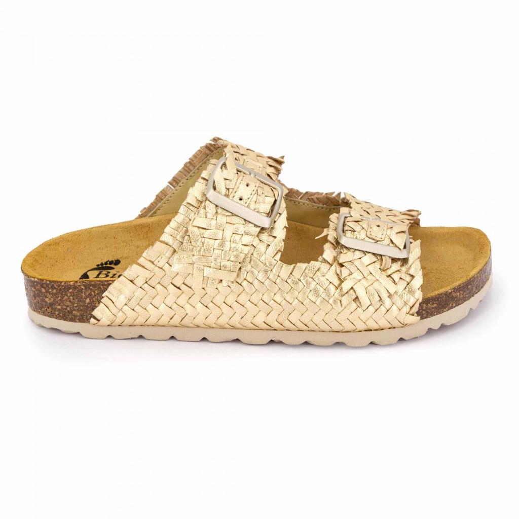 Woman Double Strap Mules with Braided Effect Buckle BIOSTOCK