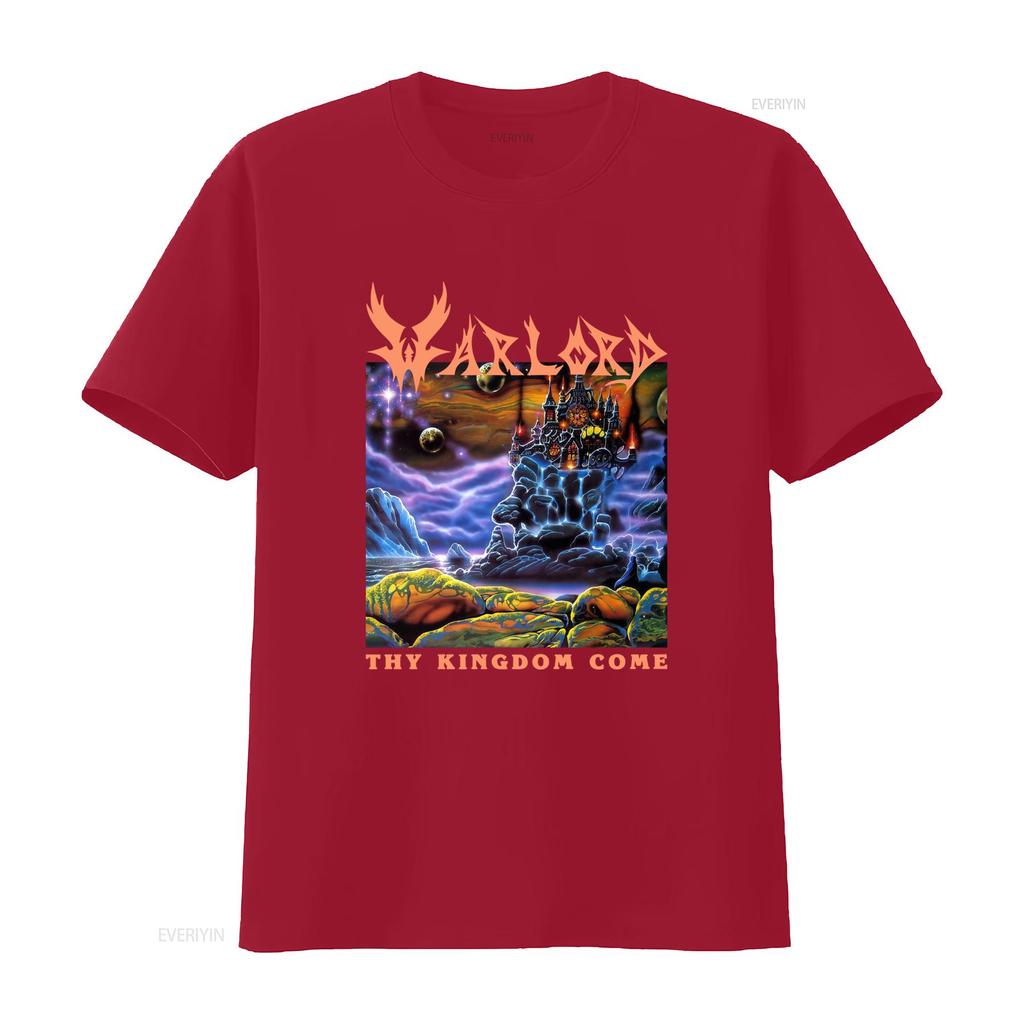 Vintage Heavy Metal Warlord Band Thy Kingdom Come Fantasy Cosmic Castle Print Streetwear T Shirt Vintage Washed Streetwear
