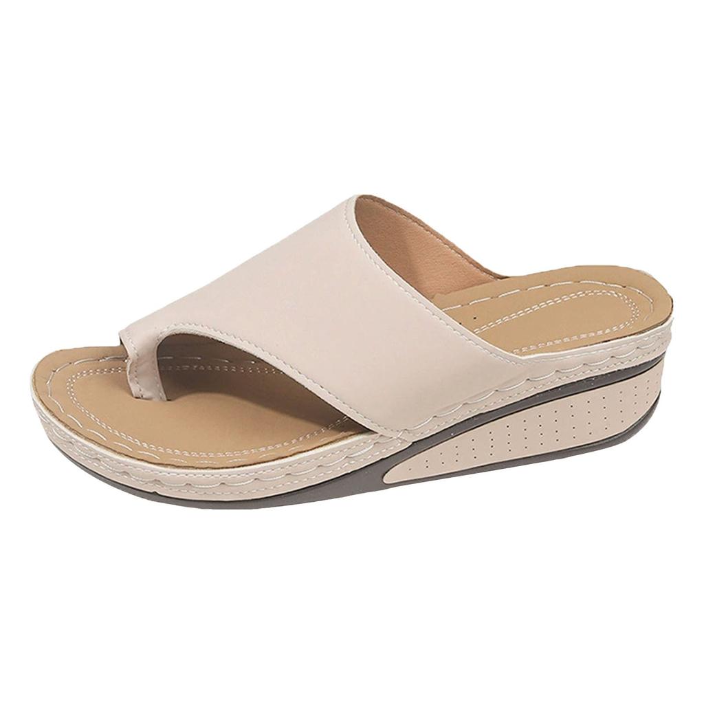 Formal Sandals For Women Wedge Heel Thick Soled Flip Flops Fashionable And Casual Solid Color Beach Wear Soft Sandals For Woman
