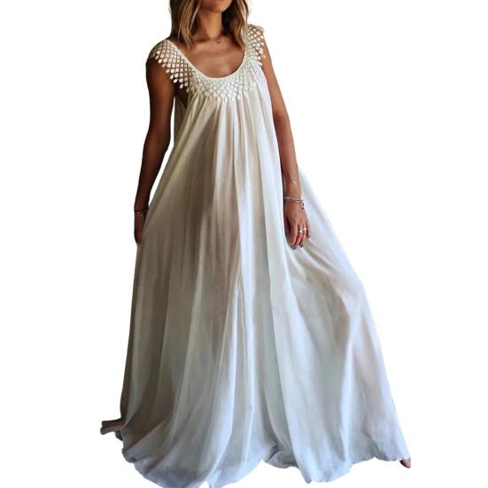 

Женское Повседневное Макси Платье Бохо С бахромой Без рукавов С круглым вырезом Пляжное Летнее Легкое Платье для Коктейльной Вечеринки S белый