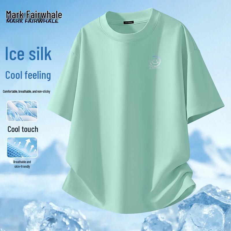 Mark Fairwhale Men s Ice Silk Smile Print Short Sleeve T-Shirt 3XL