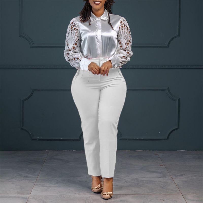 

Мода Женские Джинсы Женские Брюки Повседневные Профессиональные Однотонные Брюки Костюмные Экспортные Повседневные Брюки для Женщин White XL