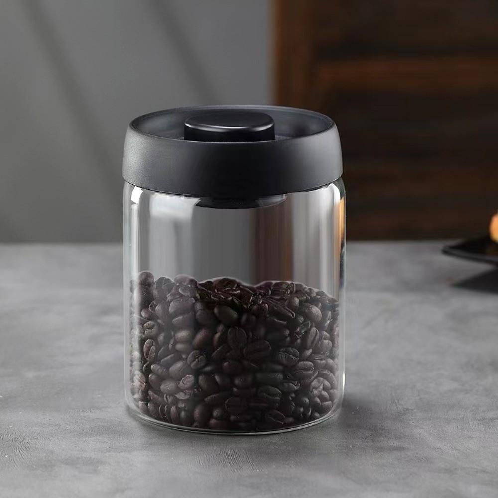 Press Type Coffee Bean Storage Jar Manual Glass Coffee Jar Vacuum Sealed Jar Home Use