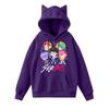 Damemote Casual Langermet trykt Rundhals hettegenser Pullover Topp med lommer