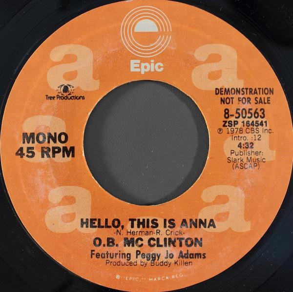 

7inch Record OBIE MCCLINTON - Hello, This Is Anna 850563PROMO Epic 1978 US Folk Used