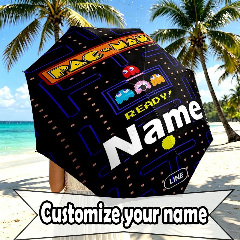 Custom Name Personalized PAC Print Umbrella, Auto Open Close, 8‑Rib Sturdy Frame, Commute Camping Hiking Use, Birthday Gift