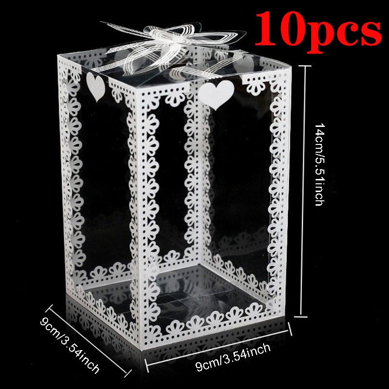 10/20pcs Transparent Gift Box PVC Plastic Clear Packaging Box for Wedding Baby Shower Party Favor Present Chocolate Candy Cake B