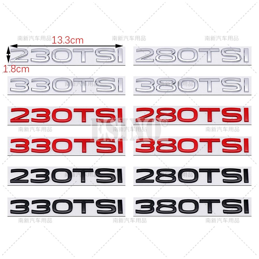 AABIO1 New  Styling 3D 230 280 330 380 TSI Metal Alloy Adhesive Emblem Rear Trunk Badge Fender Sticker Car Body Decal for Volkswagen