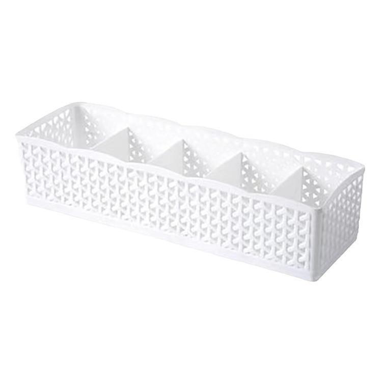 5 Cells Plastic Organizer Storage Box Tie Bra Socks Drawer Cosmetic Divider 4pc