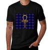 Blue And Gold Egyptian Ankh Key Of Life Mask Tshirt Daily Wear Plain Short Sleeve Shirt