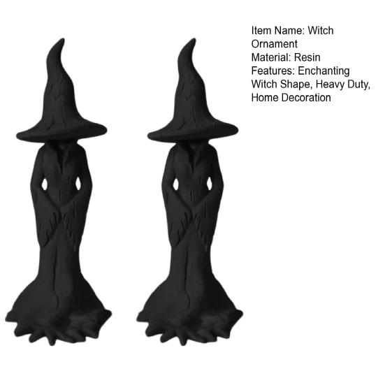 1/2Pcs Hand-Painted Enchanting Witch Statue Halloween Tree Root Black Witch Figurine Resin Sculpture Home Holiday Party Decoration Ornament
