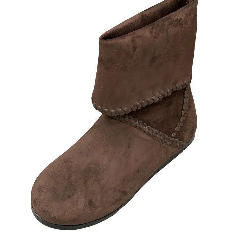 Vintage suede round head short boots women's shoes 2025 autumn thick heel Martin boots two wear western leather single boots