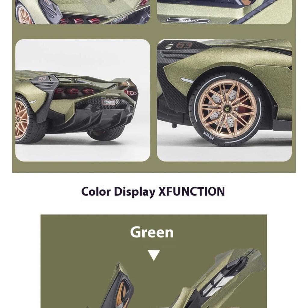 1/18 Lamborghini SIAN Lightning FKP37 Supercar Alloy Diecast Model Hight Simulation Sound Light Toy Holiday Gifts for Children Collection