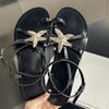 Fashion Fashion Gold Star Decoration Design Flat Sandals Women Black Narrow Band Buckle Roman Shoes Sexy Clip Toe Flip Flops Sandalias