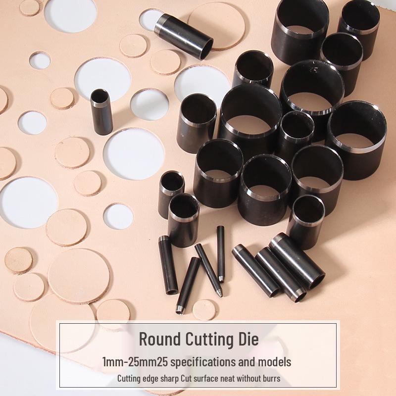 Round Steel Leather Punch Set - DIY Handmade Die Cut Tool for Round Holes
