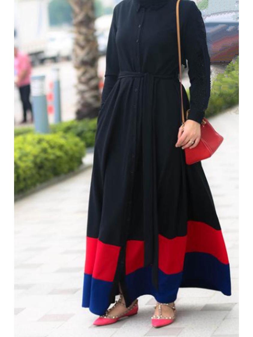 

Ближний Восток Турция Кардиган-халат в стиле колор-блок - Легкий, Свободный, Очень большой размер Double Extra Large чёрный