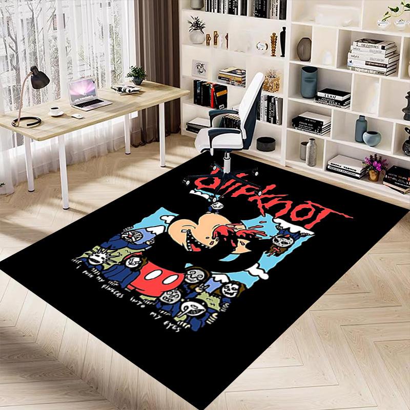 1pc Slipknot Mickey Home Office, Durable Polyester Floor Mat with Easy, Office Decor, Urban Style, Nonslip Backing, Highquality Fabric